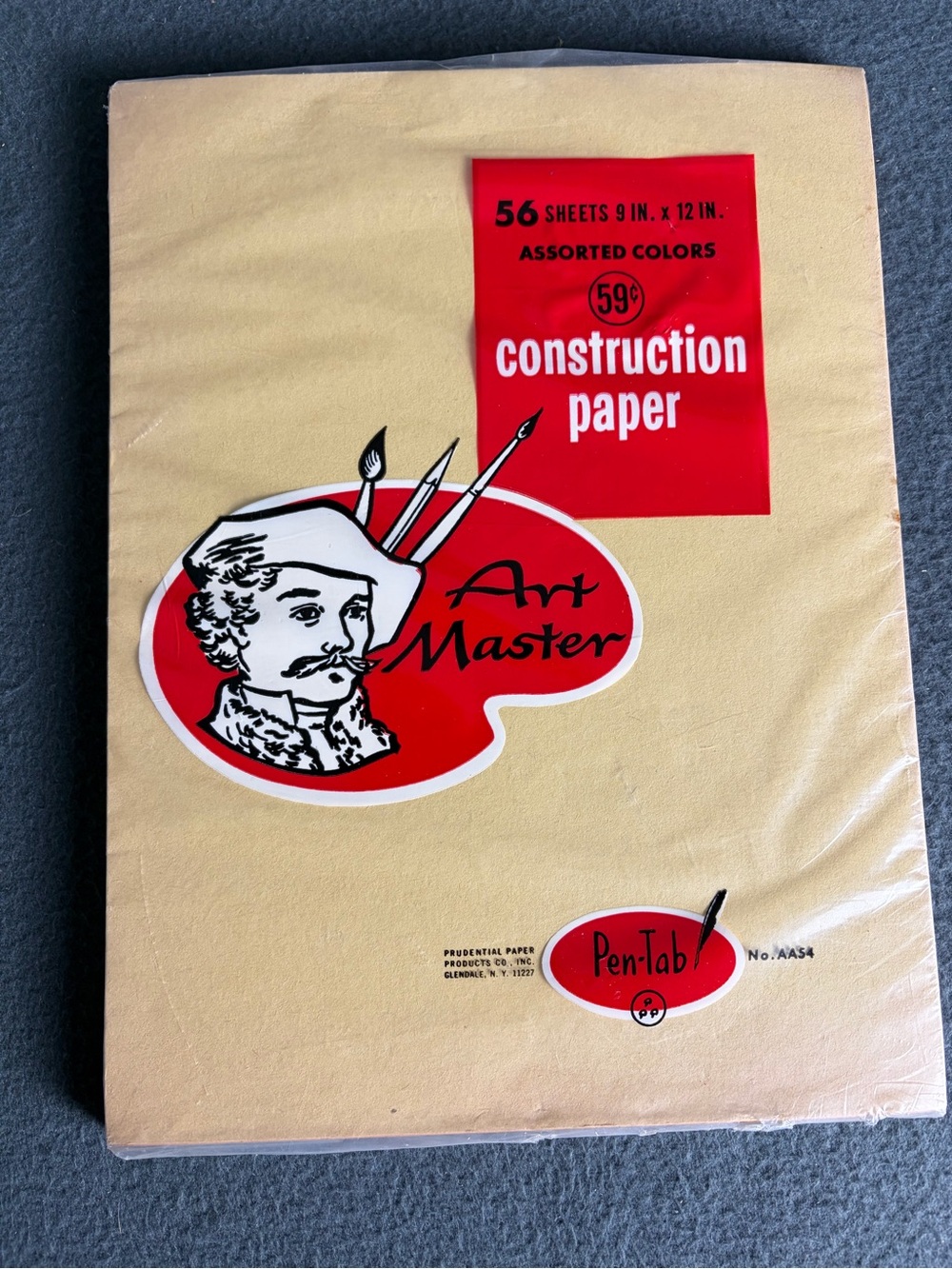 Vintage Art Master Pen-Tab Construction Paper 56 Sheets 9x12 NOS Sealed